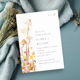Wildblume Pilz Herbst botanische Verlobung Einladung