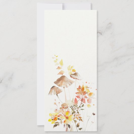 Wildblume Pilz Herbst Botanisches Hochzeitsmenü Einladung (Rückseite)