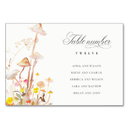 Wildblume Pilz Herbst Hochzeitskarte Tischnummer