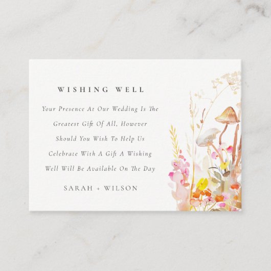 Wildblume Pilzsaal Hochzeit im Herbst wünschend gu Begleitkarte (Vorderseite)