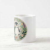 Wildblume Pinguin Liebhaber Illustration Kaffeetasse (Mittel)