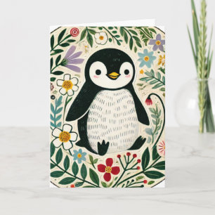 Wildblume Pinguin Liebhaber Illustration Karte