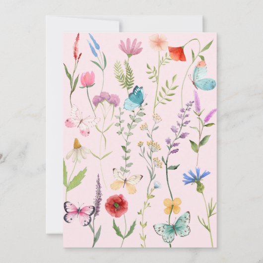 Wildblume Pink Baby Dusche Familienwaschkarte Einladung (Rückseite)