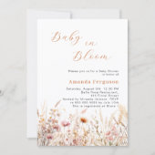 Wildblume pink beige Blüte Kinderdusche Einladung (Vorderseite)