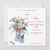 Wildblume Pink Blumenzwiebelhochzeit Einladung (Vorderseite)