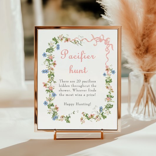 Wildblume Pink Bow Baby Dusche Schnuller Jagd Poster