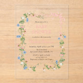 Wildblume Pink Bow Babydusche Acryleinladungen (Vorderseite)