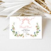 Wildblume Pink Bow Babydusche Danke Karte
