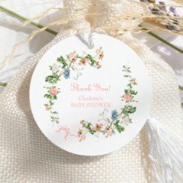 Wildblume Pink Bow Babydusche Geschenkanhänger