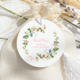 Wildblume Pink Bow Babydusche Geschenkanhänger