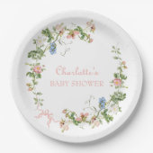 Wildblume Pink Bow Babydusche Pappteller (Vorderseite)