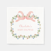 Wildblume Pink Bow Babydusche Serviette (Vorderseite)