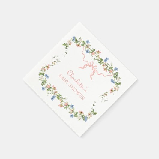 Wildblume Pink Bow Babydusche Serviette (Ecke)