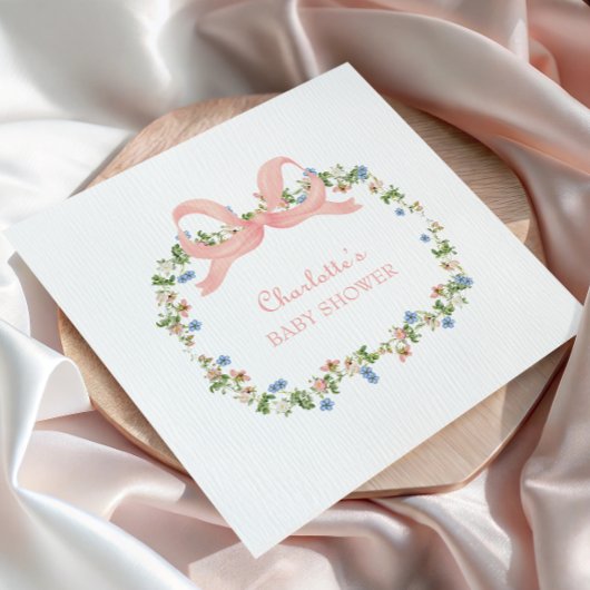 Wildblume Pink Bow Babydusche Serviette