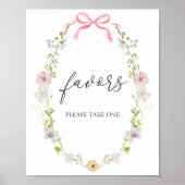 Wildblume Pink Bow Favoriten Duschzeichen Poster (Vorne)