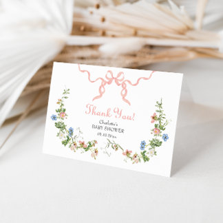 Wildblume Pink Bow geklappt Danke Karte