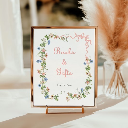 Wildblume Pink Bow Kinderdusche Bücher und Geschen Poster