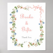 Wildblume Pink Bow Kinderdusche Bücher und Geschen Poster (Vorne)