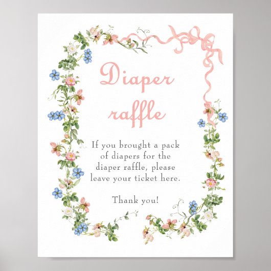 Wildblume Pink Bow Kinderdusche Windelwanne Windel Poster (Vorne)