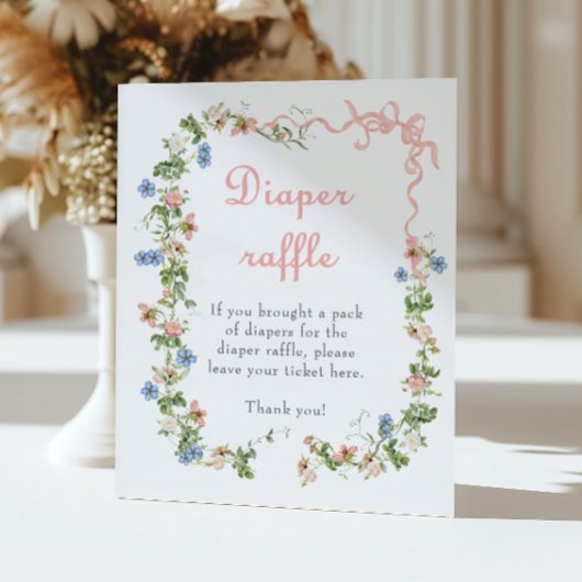 Wildblume Pink Bow Kinderdusche Windelwanne Windel Poster