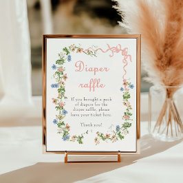 Wildblume Pink Bow Kinderdusche Windelwanne Windel Poster