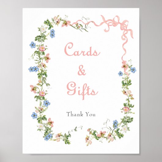 Wildblume Pink Bow Kinderduschkarten und Geschenke Poster (Vorne)