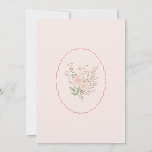 Wildblume Pink Bow Taufe Einladung (Rückseite)