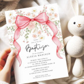 Wildblume Pink Bow Taufe Einladung