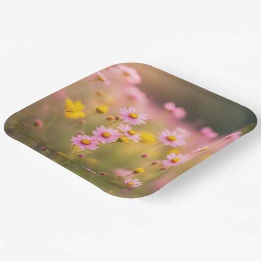 Wildblume Pink Daisies Pappteller (Gewinkelt)