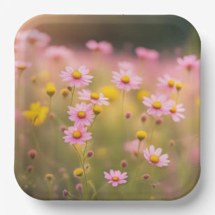 Wildblume Pink Daisies Pappteller