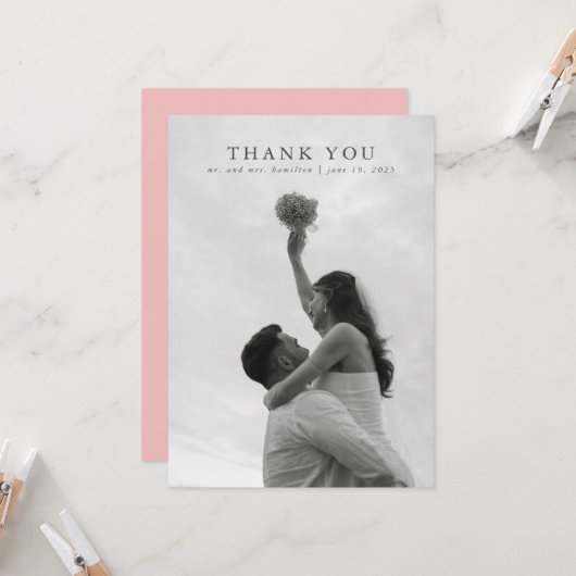 Wildblume Pink Elegant Hochzeit Dankeschön Karte (Vorderseite/Rückseite Beispiel)