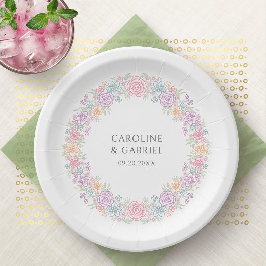 Wildblume Pink Garden Wedding Pappteller