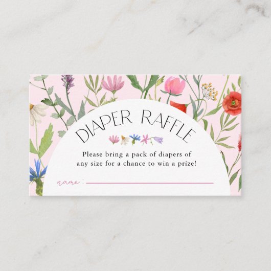 Wildblume Pink Girl Diaper Raffle Baby Dusche Begleitkarte (Vorderseite)