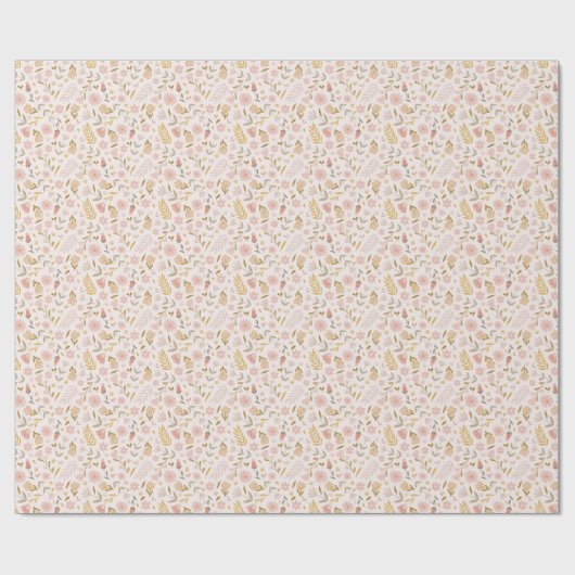 Wildblume Pink Pastel Geschenkpapier (Flach)