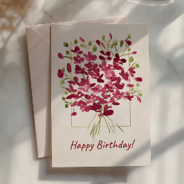 Wildblume Pink Posie | Wasserfarben Geburtstag  Karte