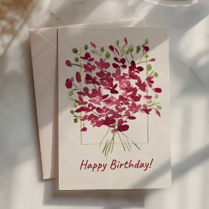 Wildblume Pink Posie   Wasserfarben Geburtstag  Karte