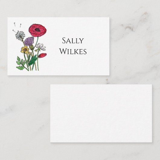 Wildblume Platzkarte (Vorne/Hinten)