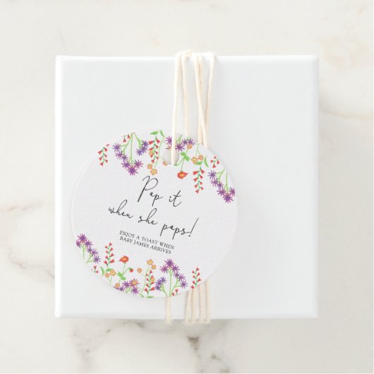 Wildblume Pop es, wenn sie Pop Babydusche Geschenkanhänger (Beispiel)