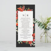 Wildblume Poppies Dark Monogram Wedding Programm (Stehend Vorderseite)