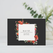 Wildblume Poppy Botanical Dark Wedding RSVP Karte (Stehend Vorderseite)