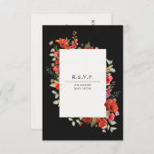 Wildblume Poppy Botanical Dark Wedding RSVP Karte (Vorne/Hinten)