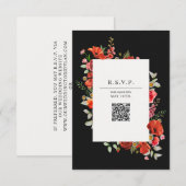 Wildblume Poppy Botanical QR Wedding RSVP Card Karte (Vorne/Hinten)