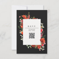 Wildblume Poppy Botanical QR Wedding RSVP Card