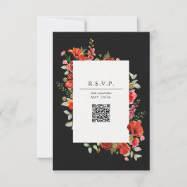 Wildblume Poppy Botanical QR Wedding RSVP Card Karte