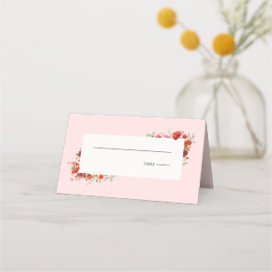 Wildblume Poppy Pink Wedding Platzkarte