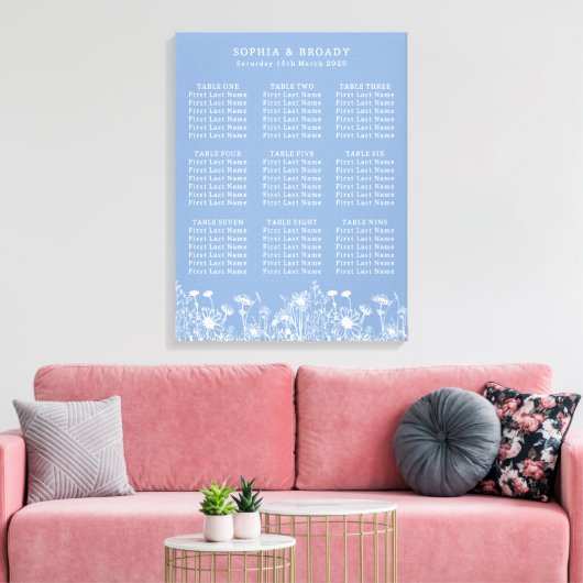 Wildblume Powder Blue Seating Chart Leinwanddruck (Insitu (Wohnzimmer))
