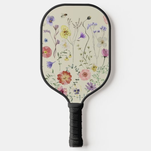 Wildblume Pressierte Blume Wasserfarben Pickleball Schläger (Vorderseite)