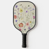 Wildblume Pressierte Blume Wasserfarben Pickleball Schläger (Rückseite)