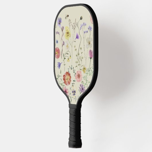 Wildblume Pressierte Blume Wasserfarben Pickleball Schläger (Links)