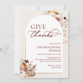 Wildblume Pumpkin Arch Erntedank Abendessen Einladung (Vorderseite)